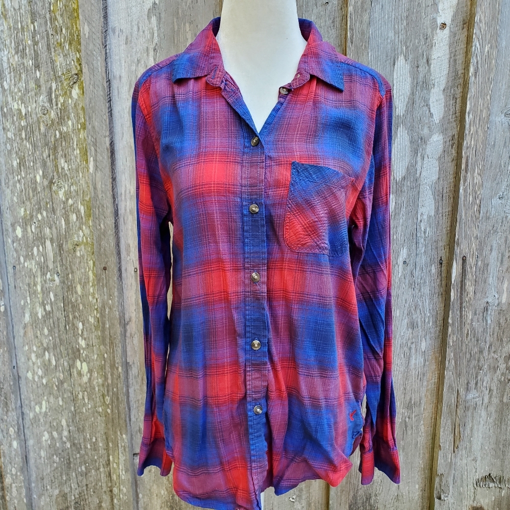 (SOLD) AEO Vintage Boyfriend Red and Blue Plaid B… - Picture 2 of 8